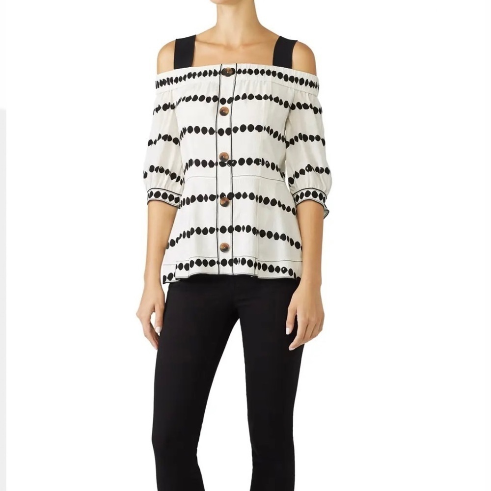 Derek Lam 10 Crosby Cold Shoulder Dotted Blouse